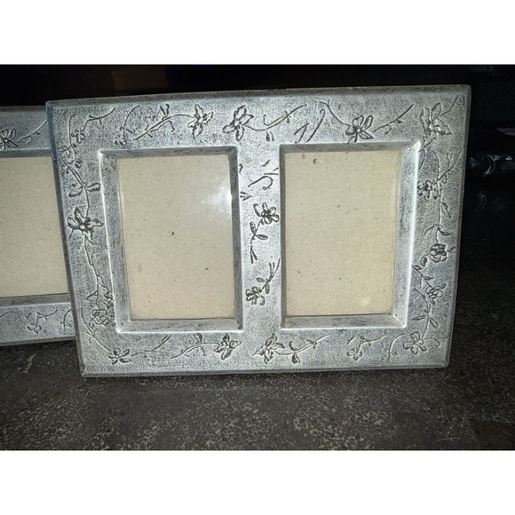 Burnes Of Boston Other - 2 Vintage 1999 Burnes of Boston Peweter Frame Floral Fits Two Photos 2.5" x 3.5"